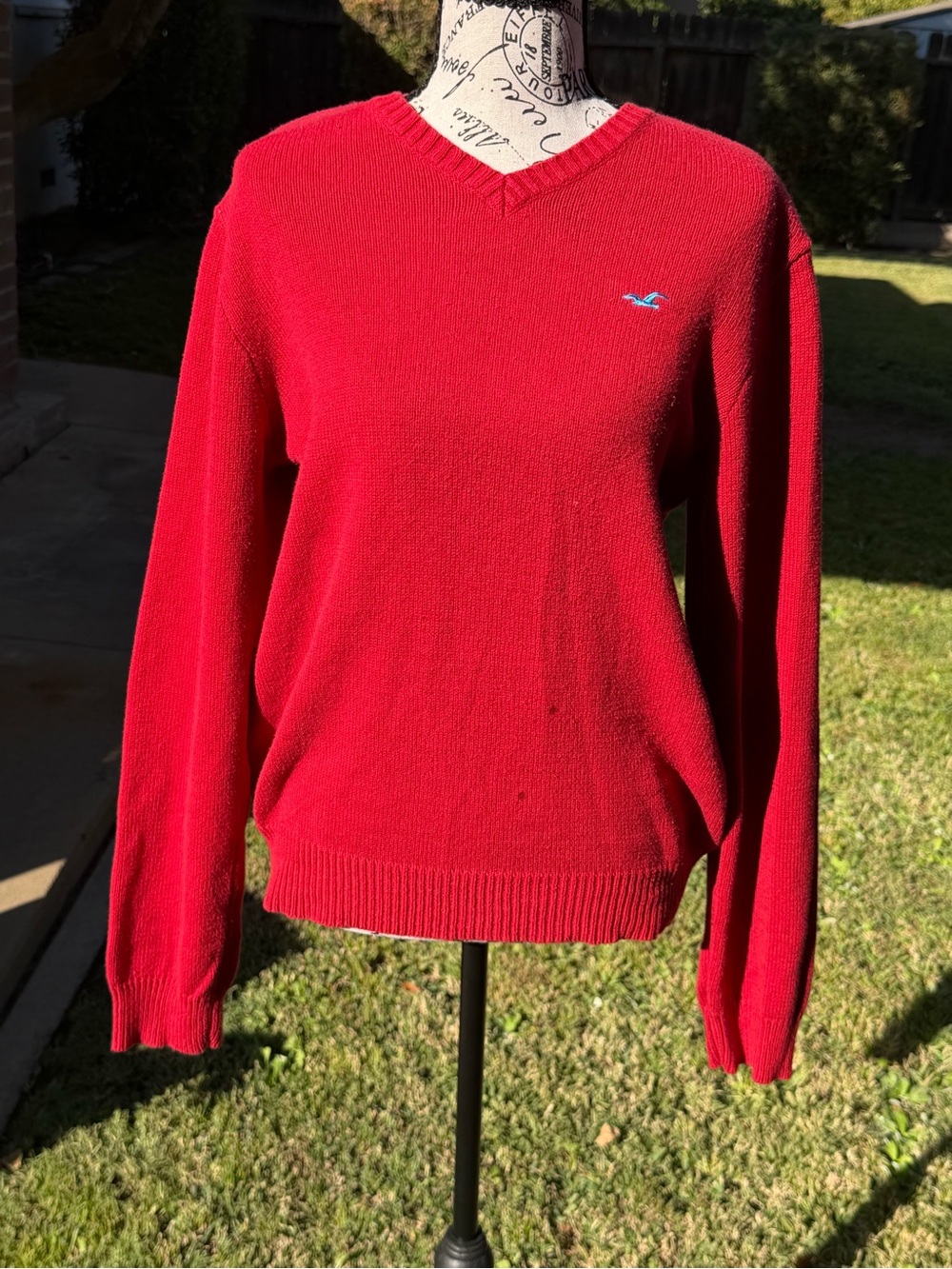 Vintage Hollister Sportswear Aloha V-Neck Knit Sweater Red Size M